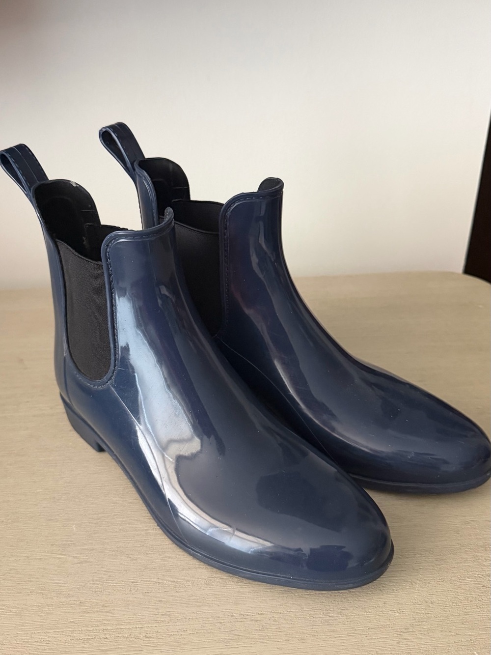 J. Crew Women's Navy Gloss Chelsea Rain Boots